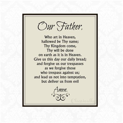 Our Father Prayer Card Printable